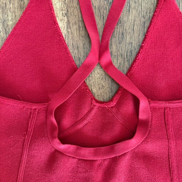 ZARA Knit Red V-Neck Bandage Fitted Thin Strap Tank Top - Size Medium - Y2K - Picture 5 of 6